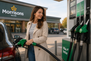 petrol station advertising supermarket forecourt UK